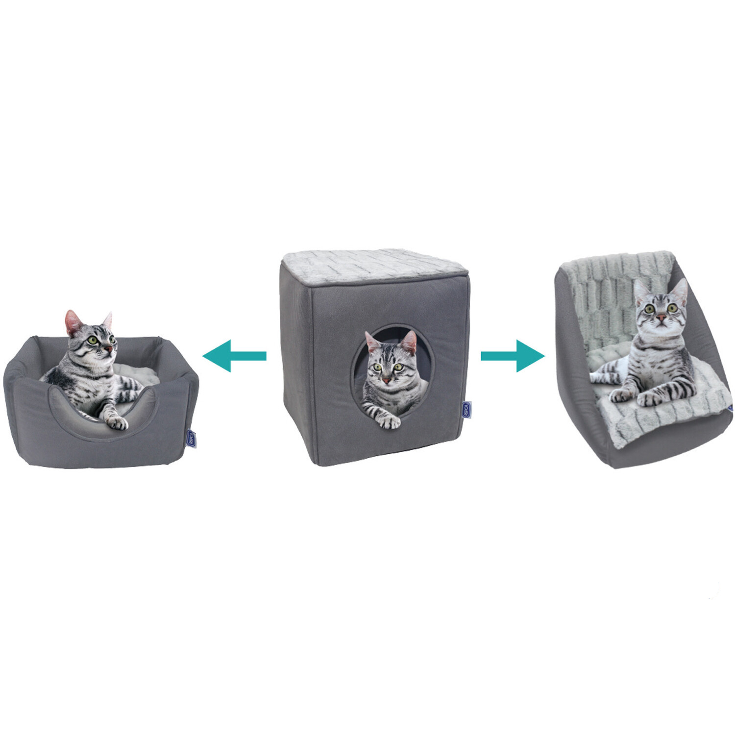 RSPCA Brick 3 in 1 Cat Cube - Grey Image 3