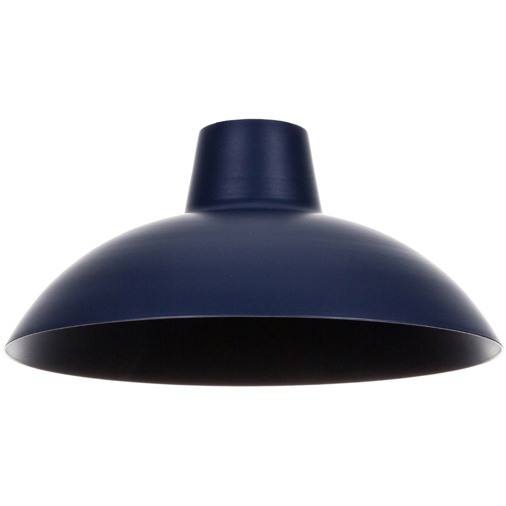 Happy Homewares Matt Midnight Blue Metal Industrial Retro Curved Pendant Shade Image 1