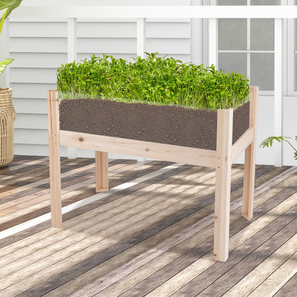 Costway Natural Wooden Raised Garden Bed Image 2