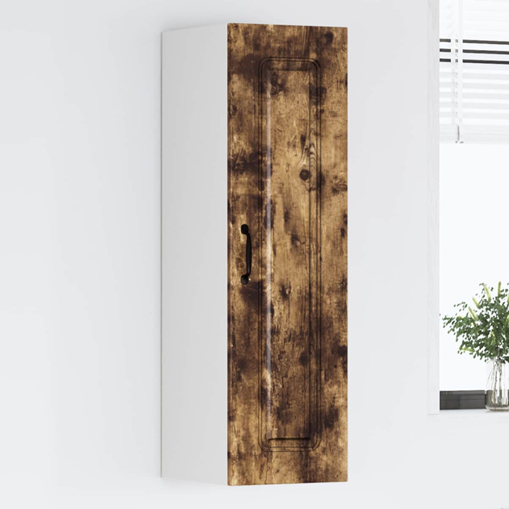 vidaXL Single Door Smoked Oak Kitchen Wall Cabinet Image 1
