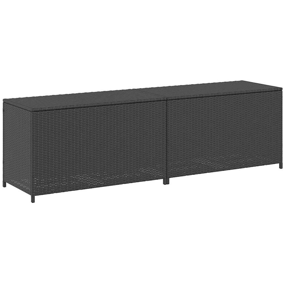 vidaXL 60 x 200 x 50cm Black Poly Rattan Garden Storage Box Image 1