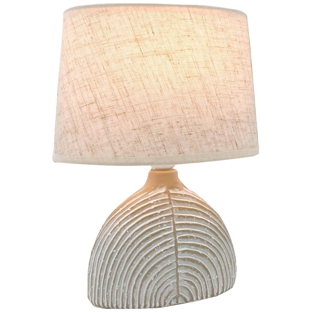 Acacia Home 30cm Cream Cement Table Lamp with Beige Fabric Shade Image 1
