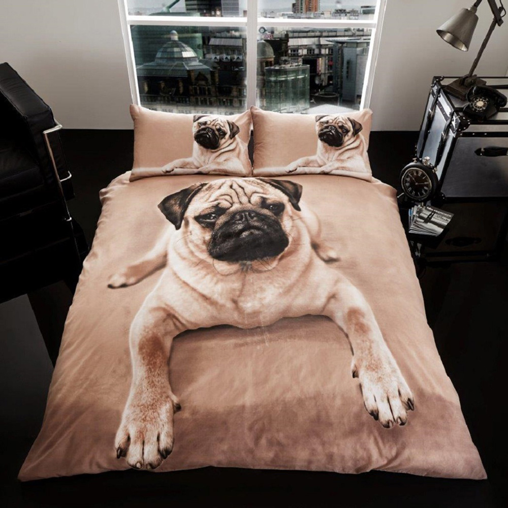 Smart Living Double 3D Pug Print Duvet Cover Set Image 1