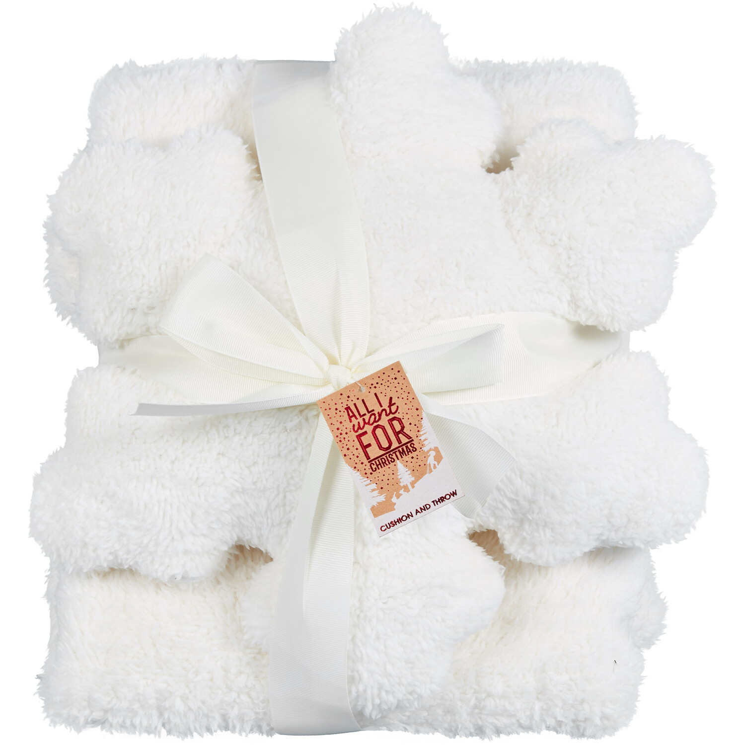 Snowflake Cushion and Throw Set - White Image 1