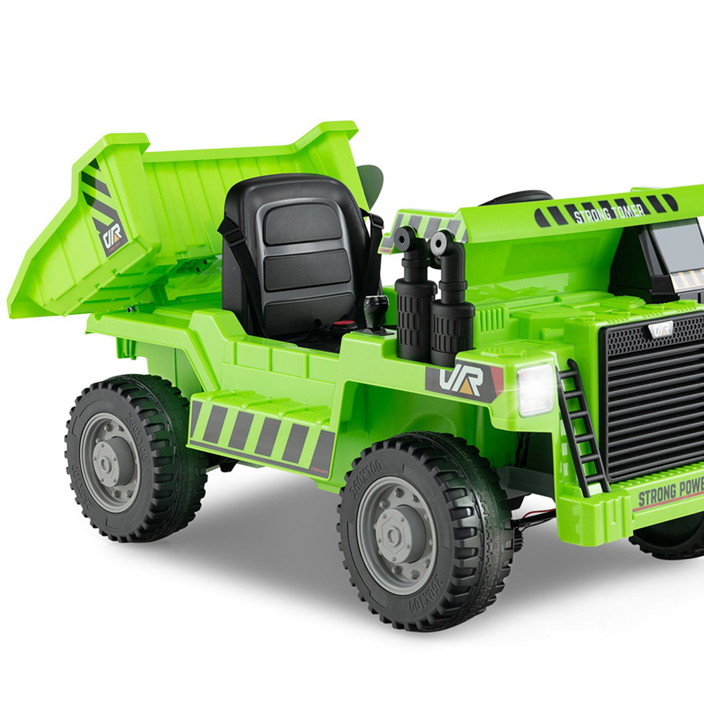 Costway Kids Green Ride On Dump Truck with Electric Dump Bed 12V Image 4