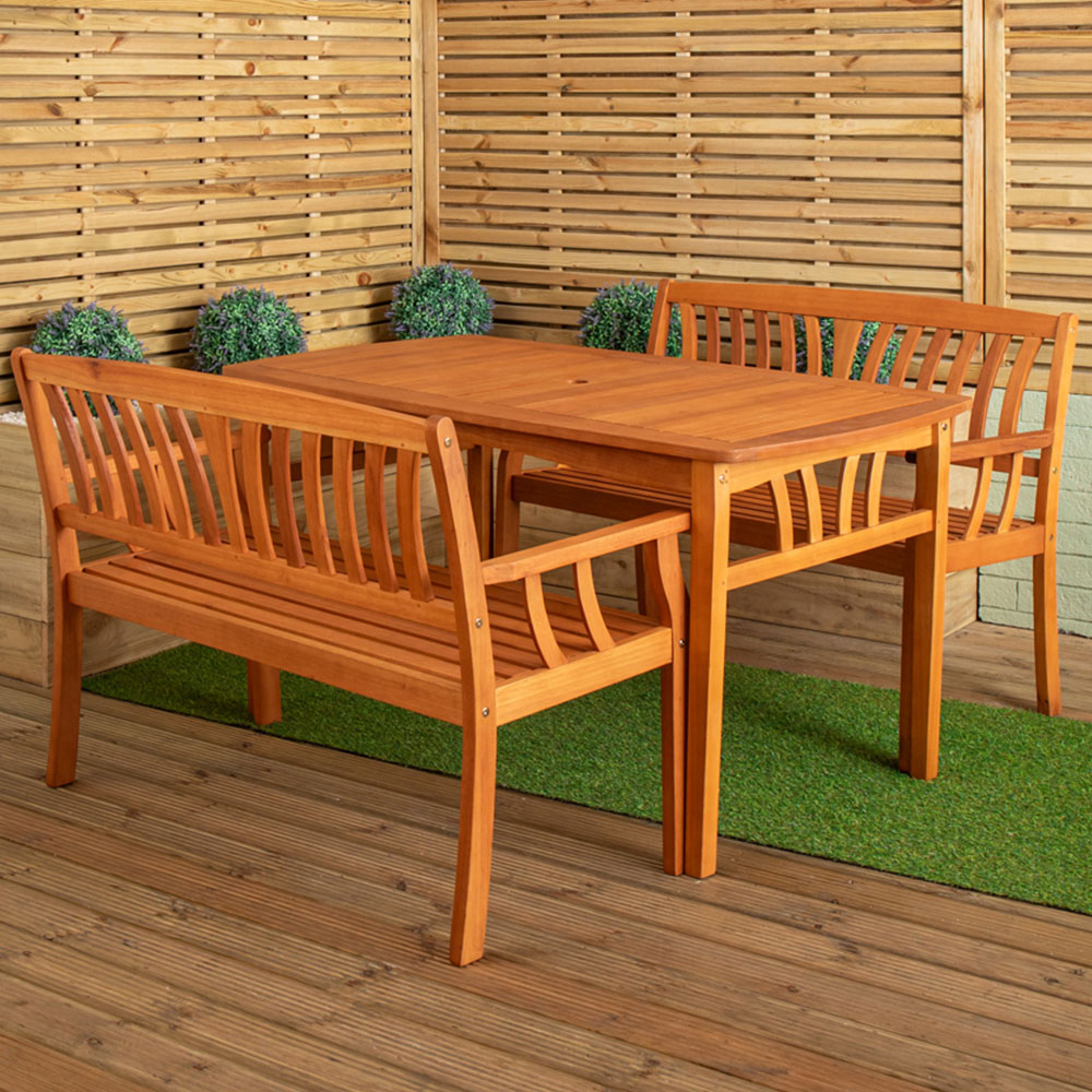 Samuel Alexander 4 Seater Wooden Garden Dining Bench Set Image 1