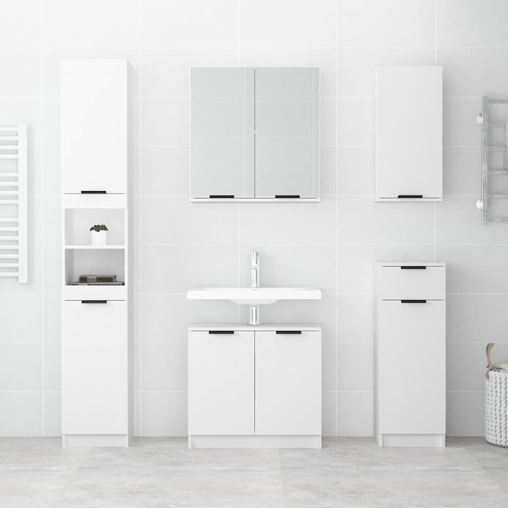 vidaXL 2 Door White Bathroom Cabinet Image 8