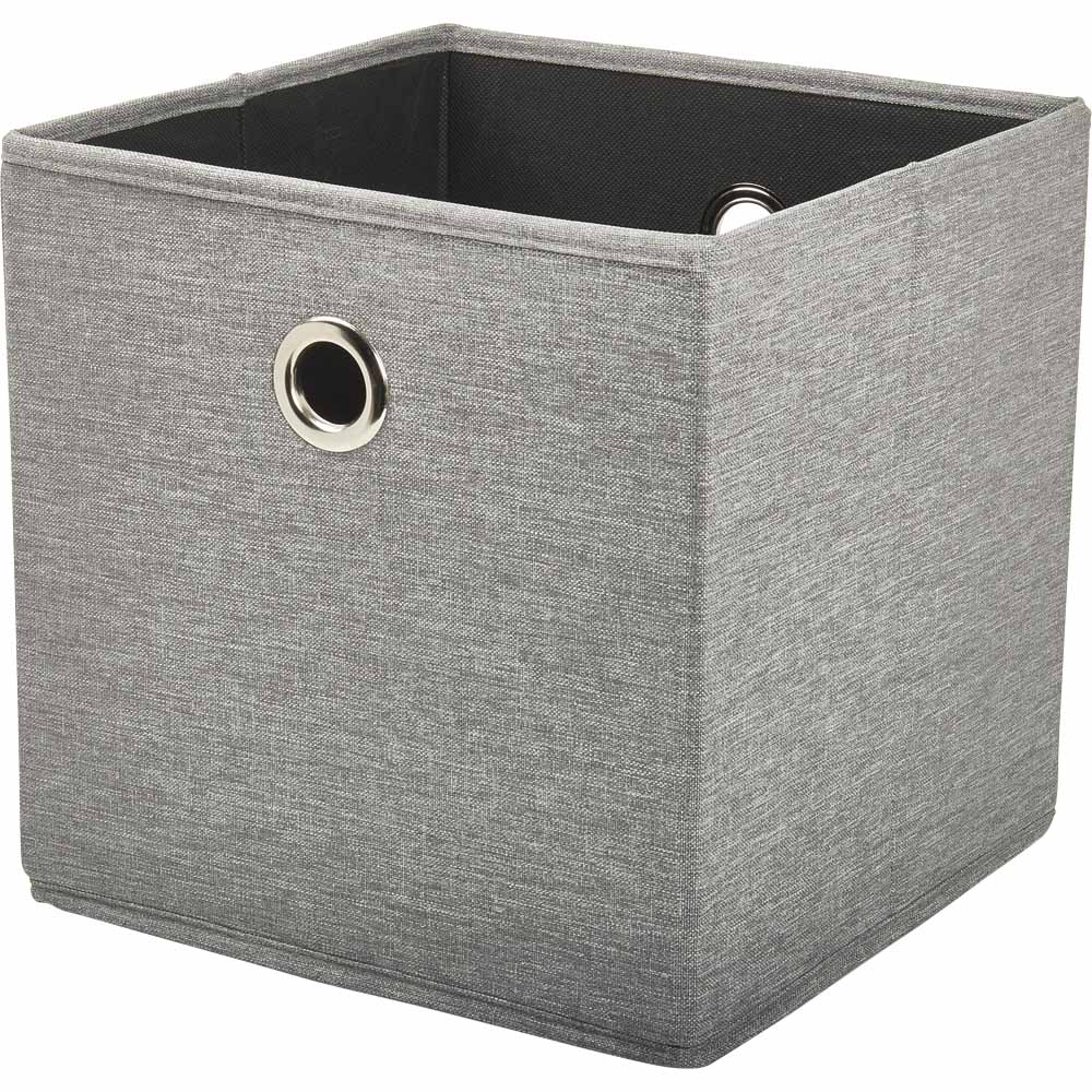 Wilko Grey Faux Linen Box 30x30cm Wilko