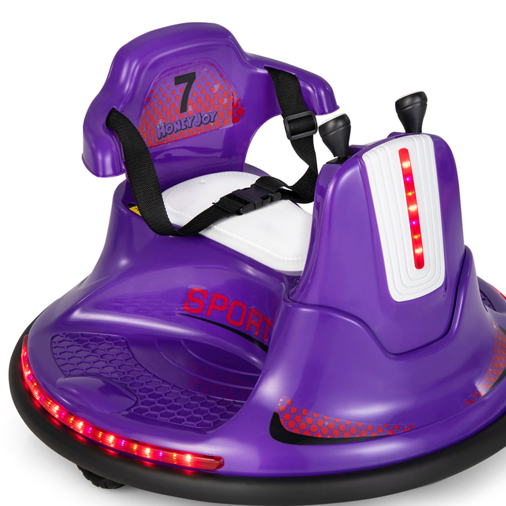 Costway Kids Purple Electric Ride On Bumper Car with Dual Joysticks and Remote Control 12V Image 4