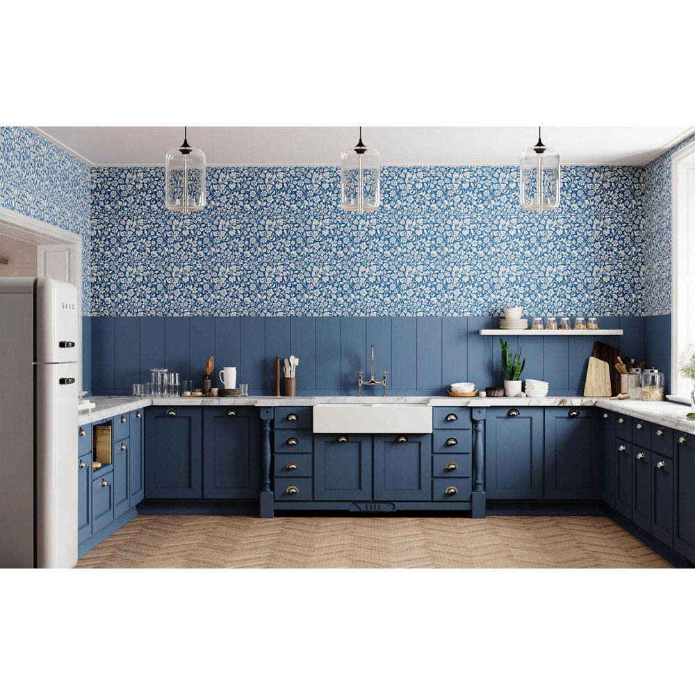 Bobbi Beck Eco Luxury Arts and Crafts Floral Blue Wallpaper Image 3