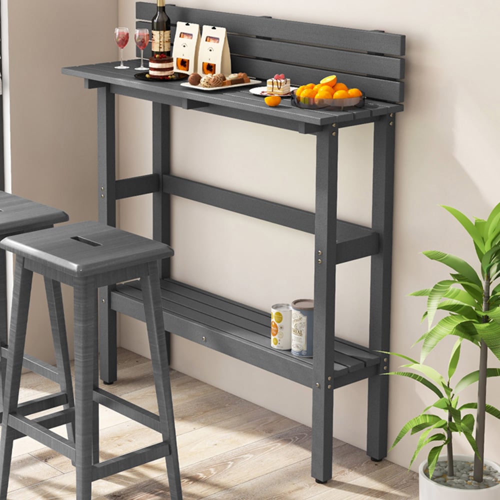 Costway Grey Outdoor Patio Bar Counter Table Image 1