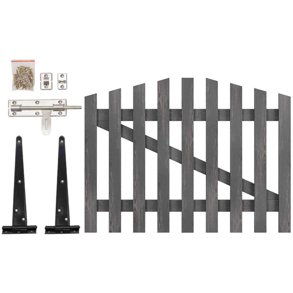Outdoor Minimalist Grey Wooden Fence Gate, 90 x 120 x 2.5cm Image 5