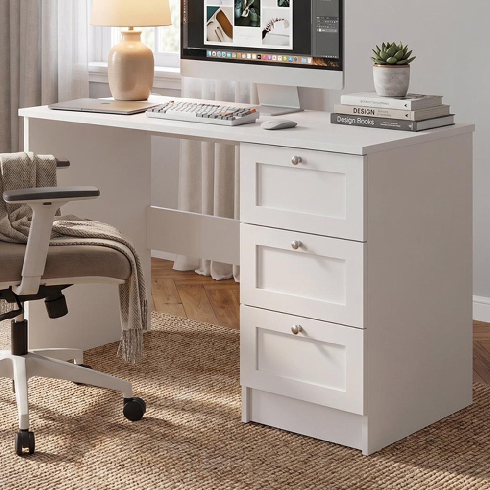 FWStyle Artus 3 Drawer White Vanity Dressing Table Image 1