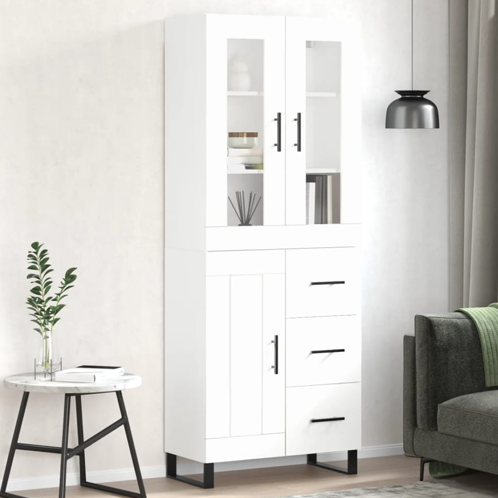 vidaXL 3 Door 3 Drawer White Highboard Image 1