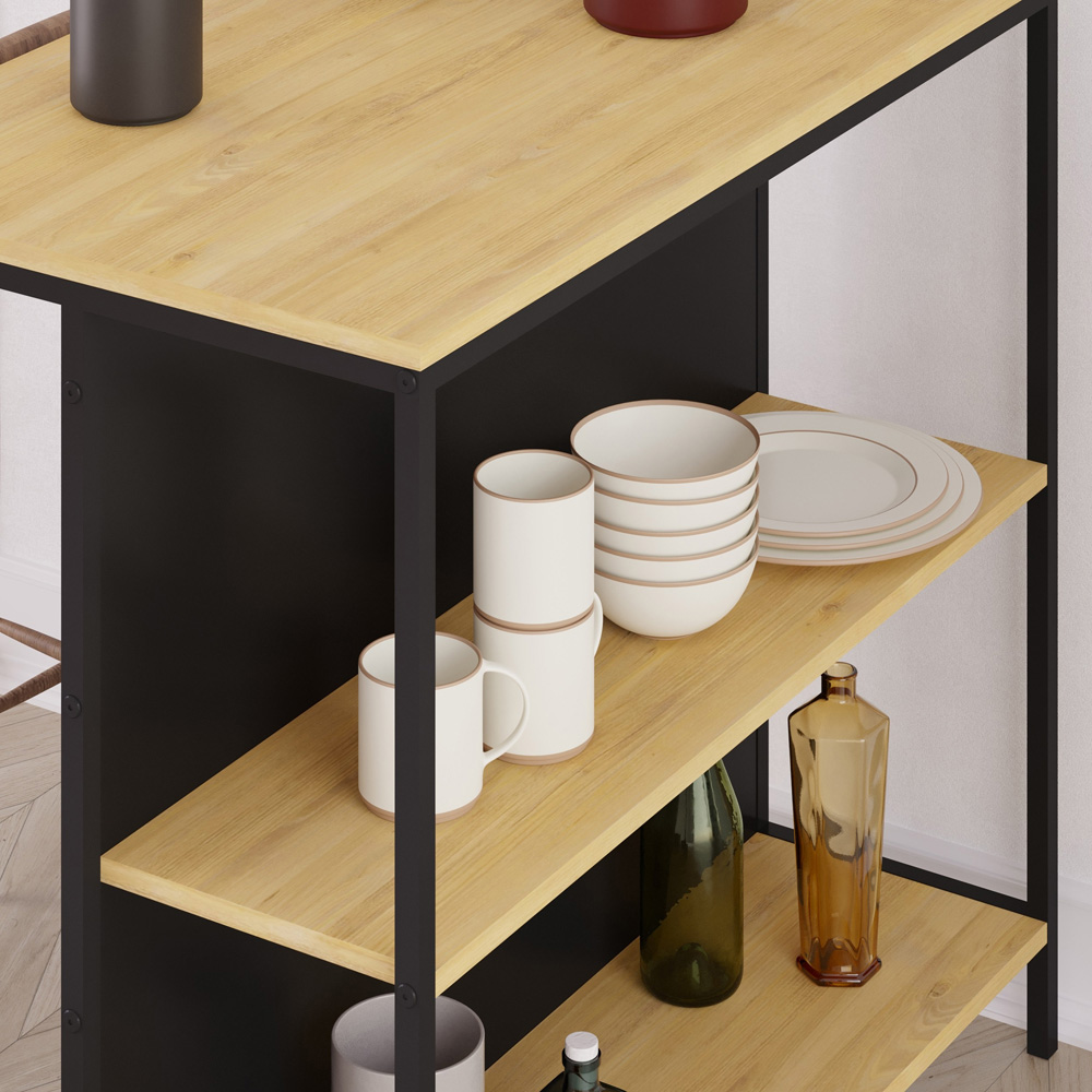 Decortie Detroit 2 Shelf Bar Table Oak and Silky Black Image 3