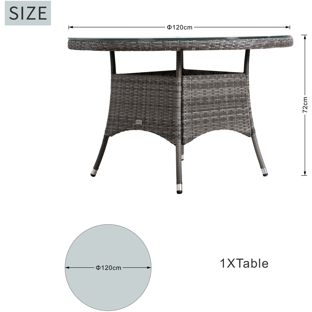 Direct Wicker Outdoor 4 Seater Grey Rattan Glass Top Aluminium Frame Round Dining Table Image 7