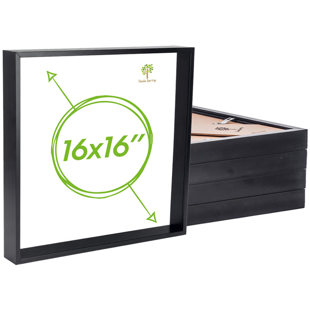 Nicola Spring Black 3D Box Photo Frame with Mount 16 x 16 inch 5 Pack Image 1