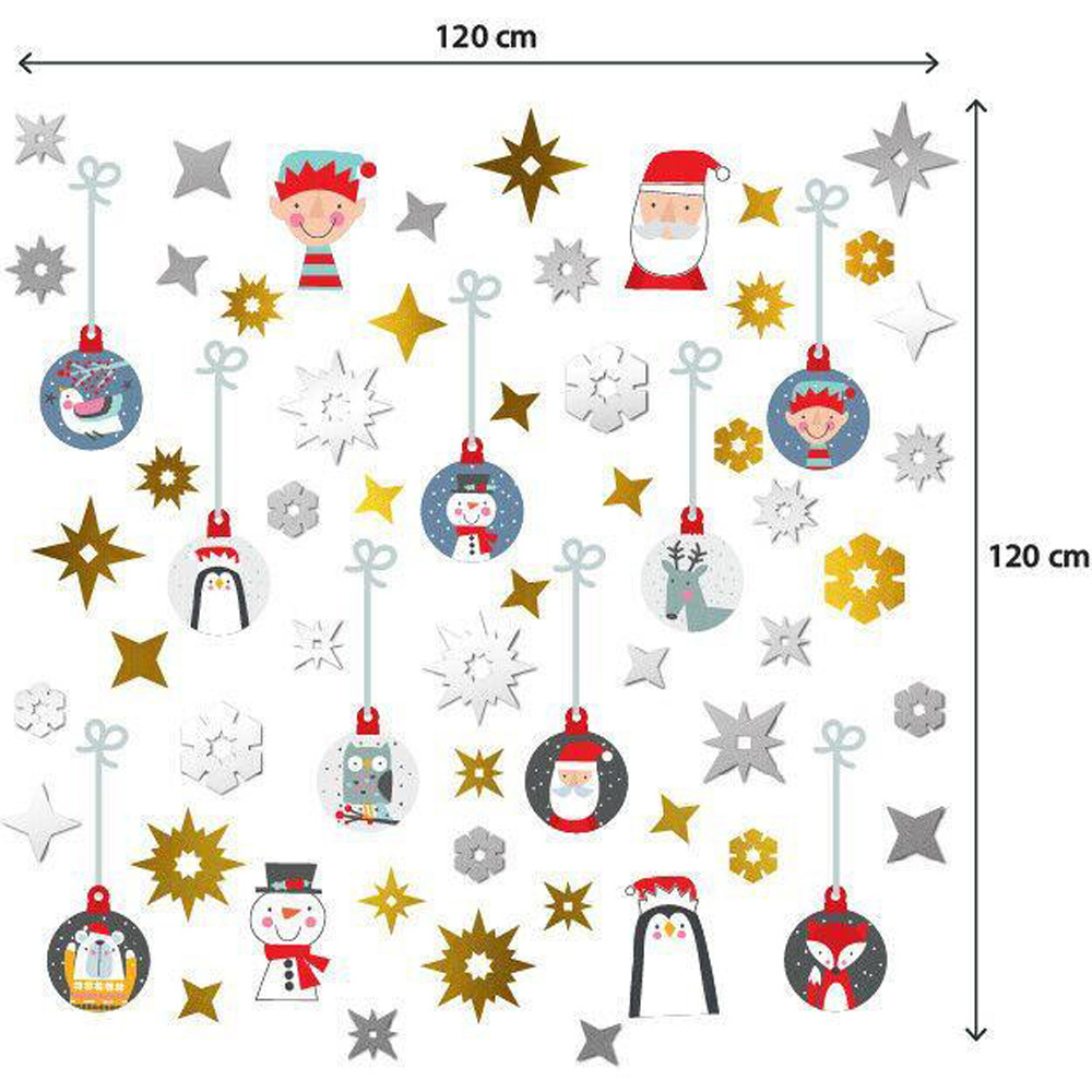 Walplus Golden and Silver Snowflakes Christmas Friends Self Adhesive Wall Stickers 133 Piece Image 5