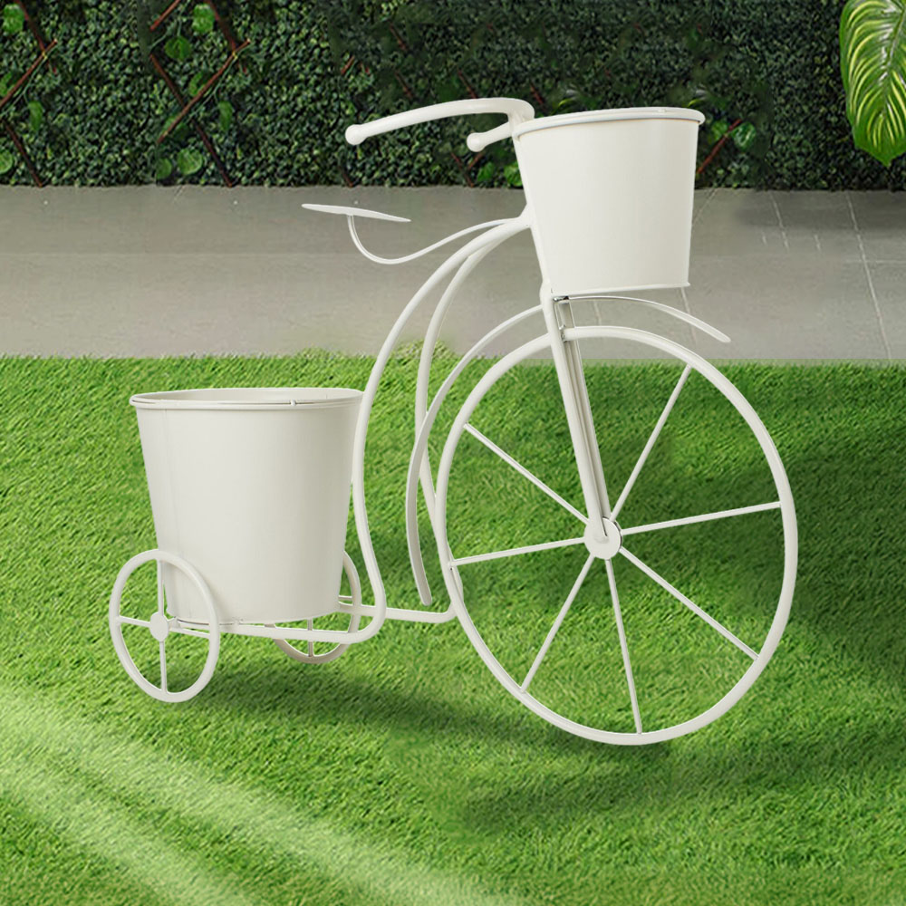 White Bicycle Flower Planter - White Image 2