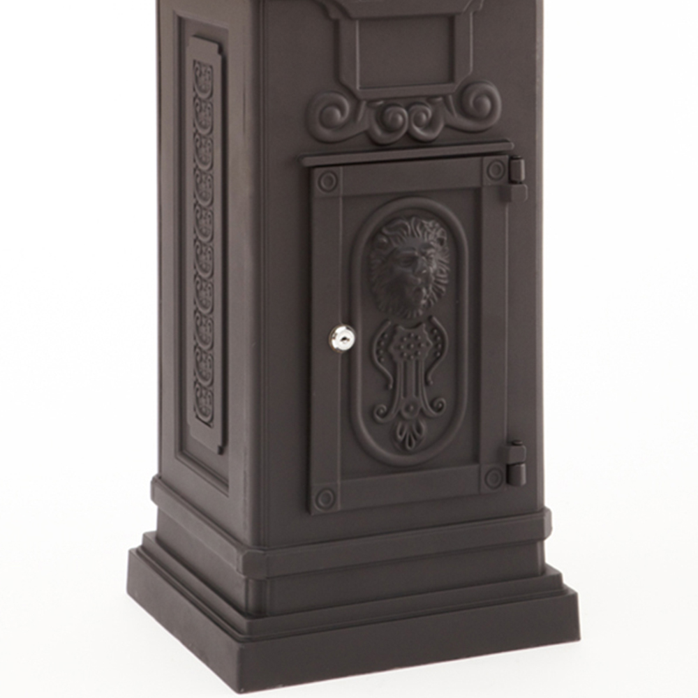 Arboria Garden Decor Black Lion Freestanding Cast Aluminium Post Box Image 3