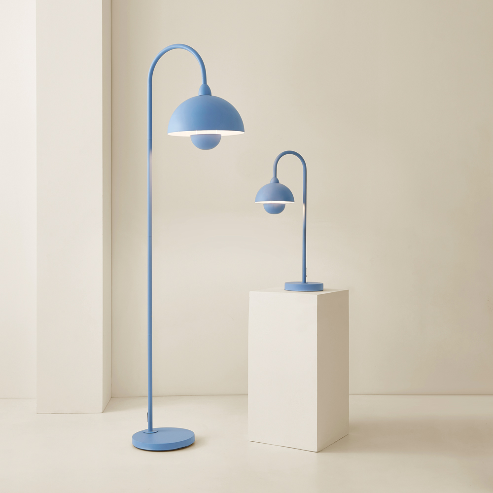 ValueLights Tilly Pastel Sky Blue Arched Dome Shade Metal LED Floor Lamp Image 7