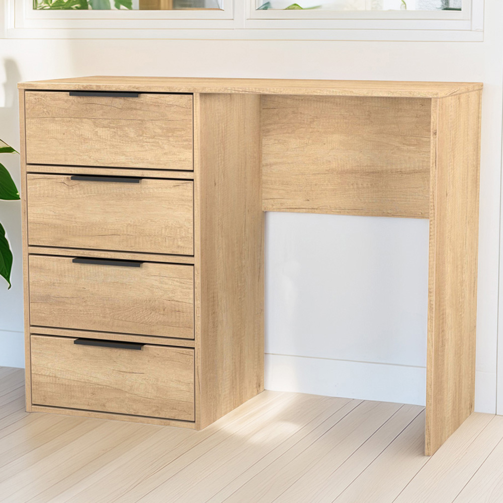 Crowndale Hong Kong 4 Drawer Nebraska Oak Vanity Dressing Table Ready Assembled Image 1