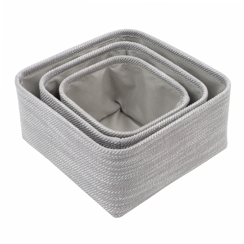 JVL Serena Light Grey Square Storage Basket 3 Pack Image 6