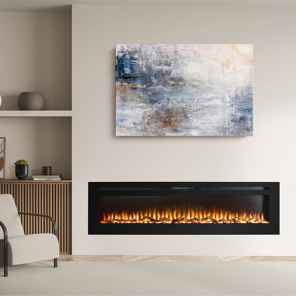Adam Orlando Inset Wall Mounted Electric Inset Fire 72 inch Image 2