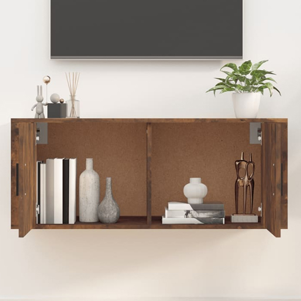 vidaXL 2 Door Smoked Oak Wide Wall Mounted TV Cabinet Image 1