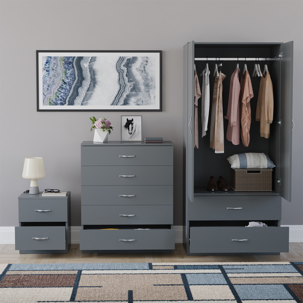 VIDA DESIGNS Riano Grey 3 Piece Bedroom Furniture Set Image 3