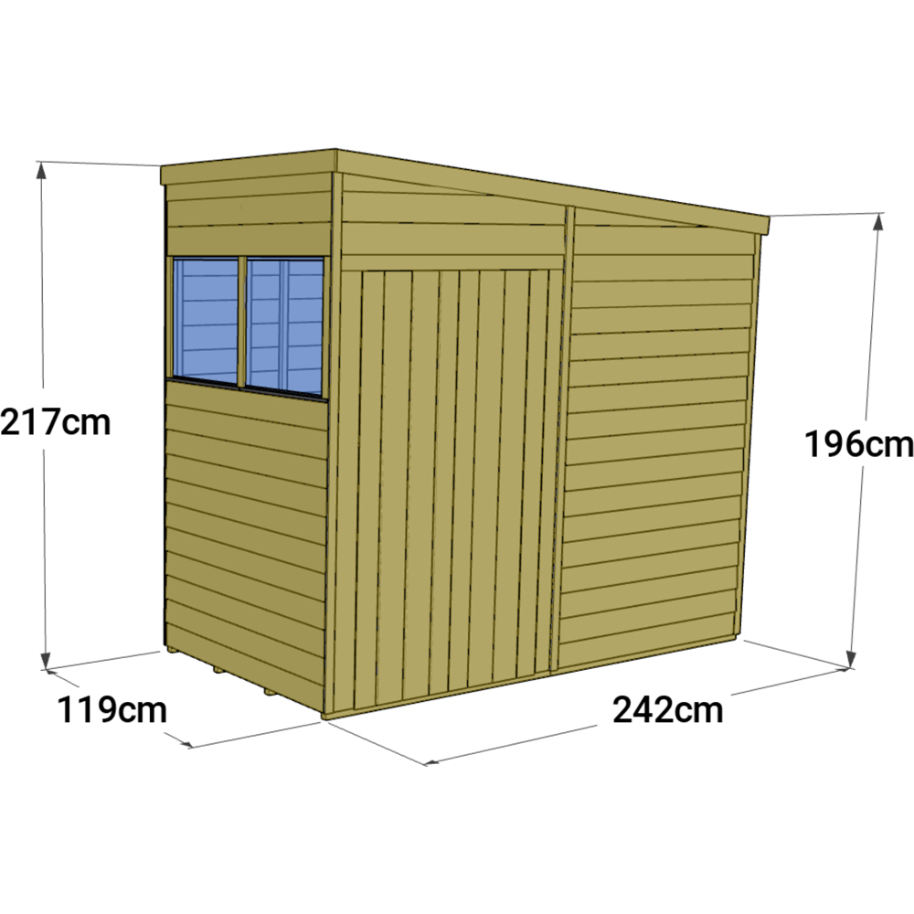 StoreMore 4 x 8ft Double Door Tongue and Groove Pent Shed with Window Image 4
