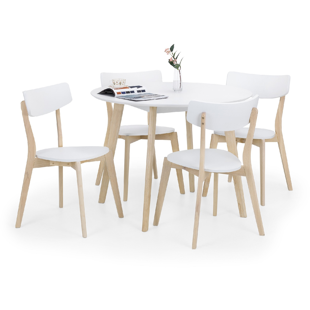 Julian Bowen Casa Set of 4 White and Oak Dining Chair Image 4