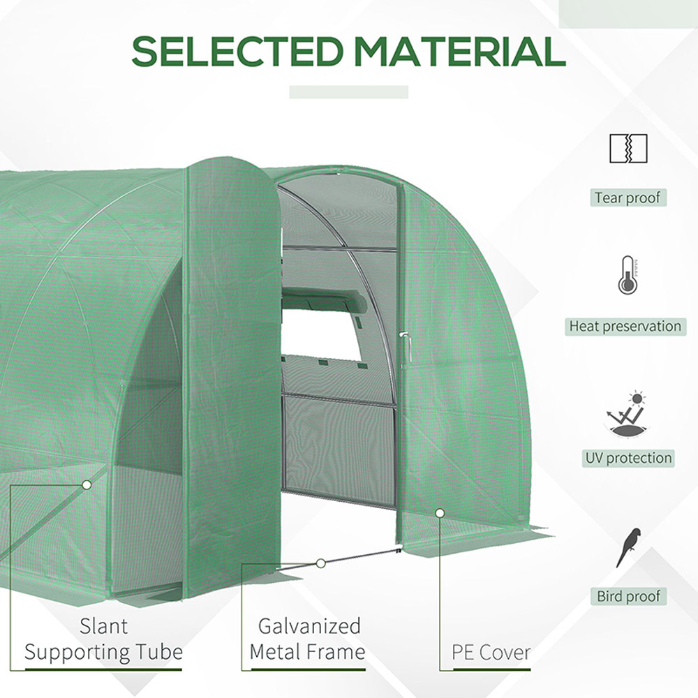 Outsunny Green Steel 10 x 13ft Walk In Polytunnel Greenhouse Image 7