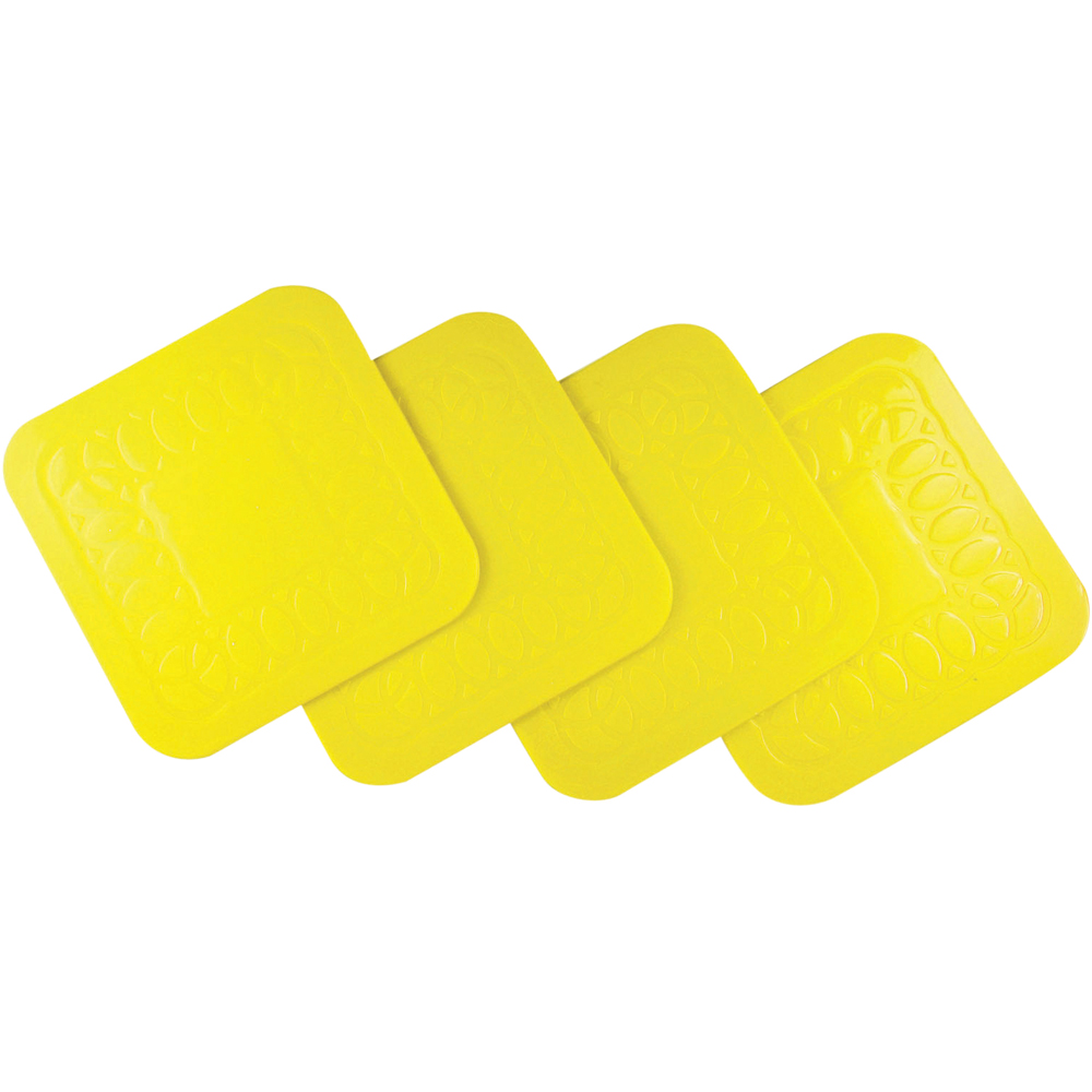 Aidapt Tenura 4 Pack Yellow Anti Slip Silicone Rubber Square Coaster Image 1