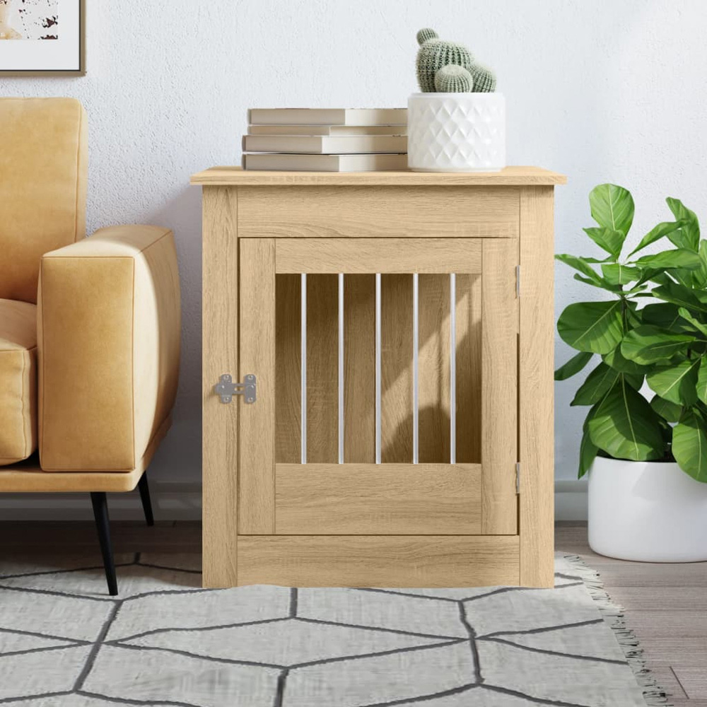 vidaXL Sonoma Oak Engineered Wood Dog Crate Furniture 71 x 64.5 x 80cm Image 2