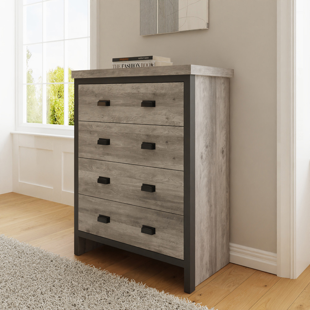 GFW Boston 4 Drawer Grey Chest of Drawers Image 8