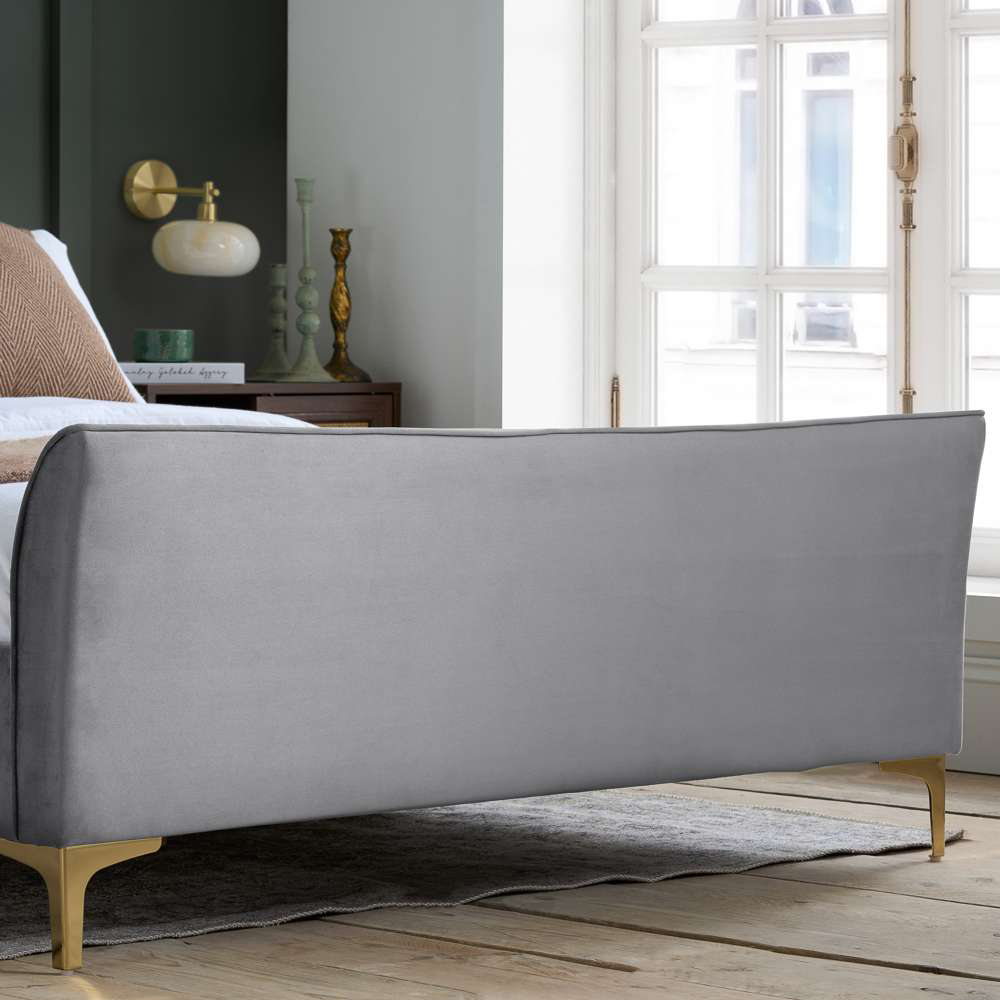 Clover King Size Grey Velvet Bed Image 7