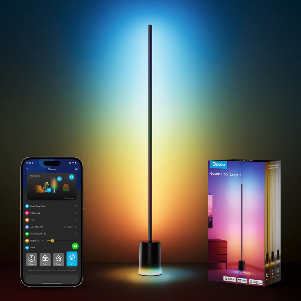 Govee RGBICWW LED Black Smart Cylinder Floor Lamp Image 2