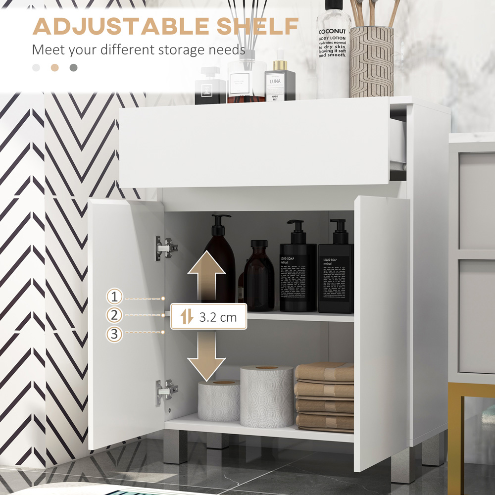 Portland 2 Door Single Drawer White Bathroom Cabinet Image 6