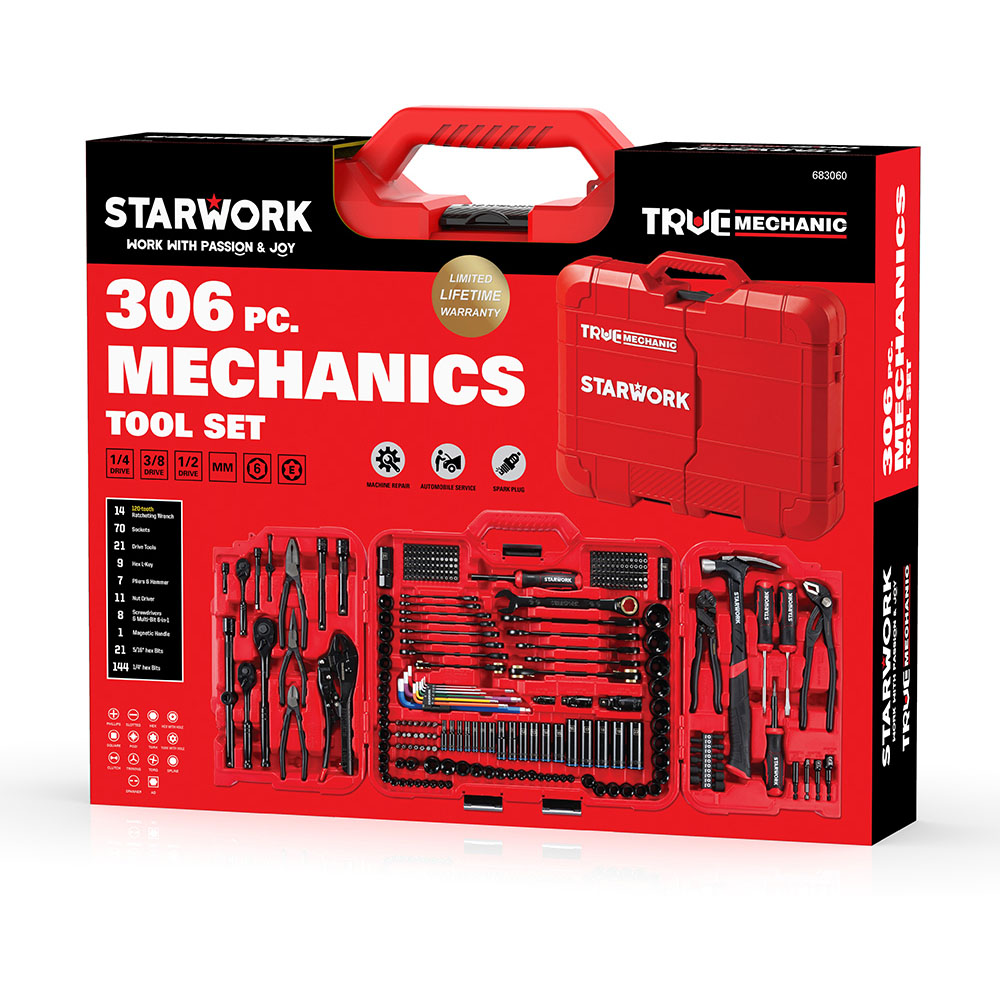 STARWORK True Mechanic 306 Piece Mechanics Tool and Socket Set Image 6