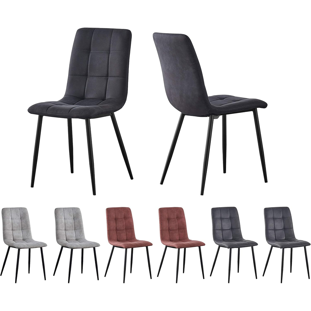 wilko Henri Set of 2 Black Faux Suede Leather Dining Chair Image 5