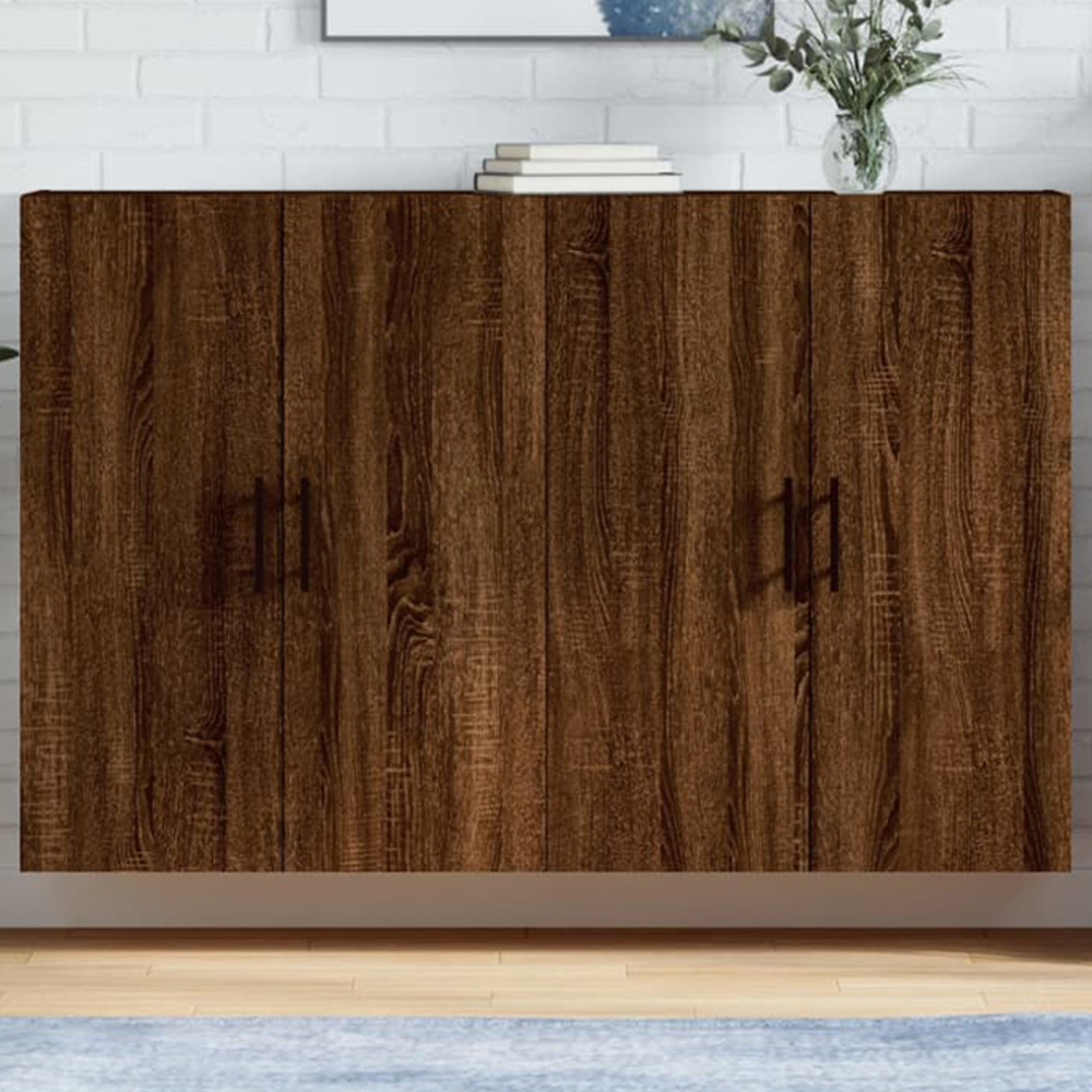 vidaXL 2 Door Brown Oak Wall Mounted Storage Cabinets 2 Pack Image 1