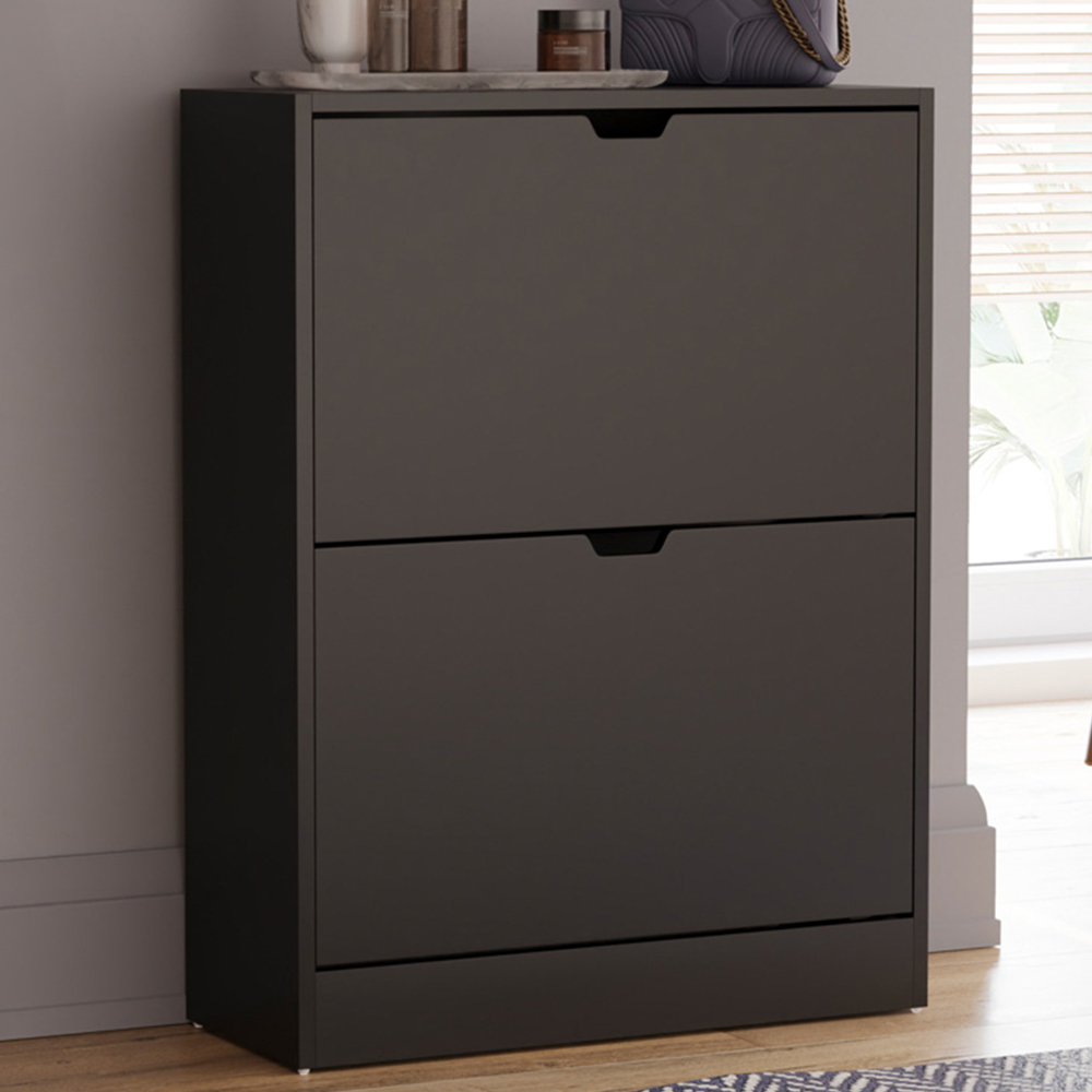 Vida Designs 2 Drawer Black Shoe Cabinet Image 1