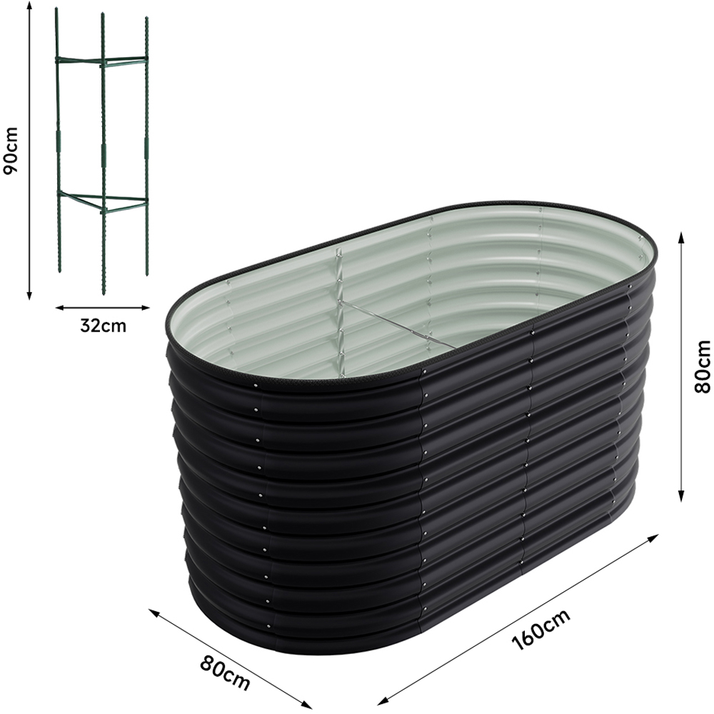Living and Home Black Oval Galvanised Steel Raised Garden Bed 160 x 80cm Image 9