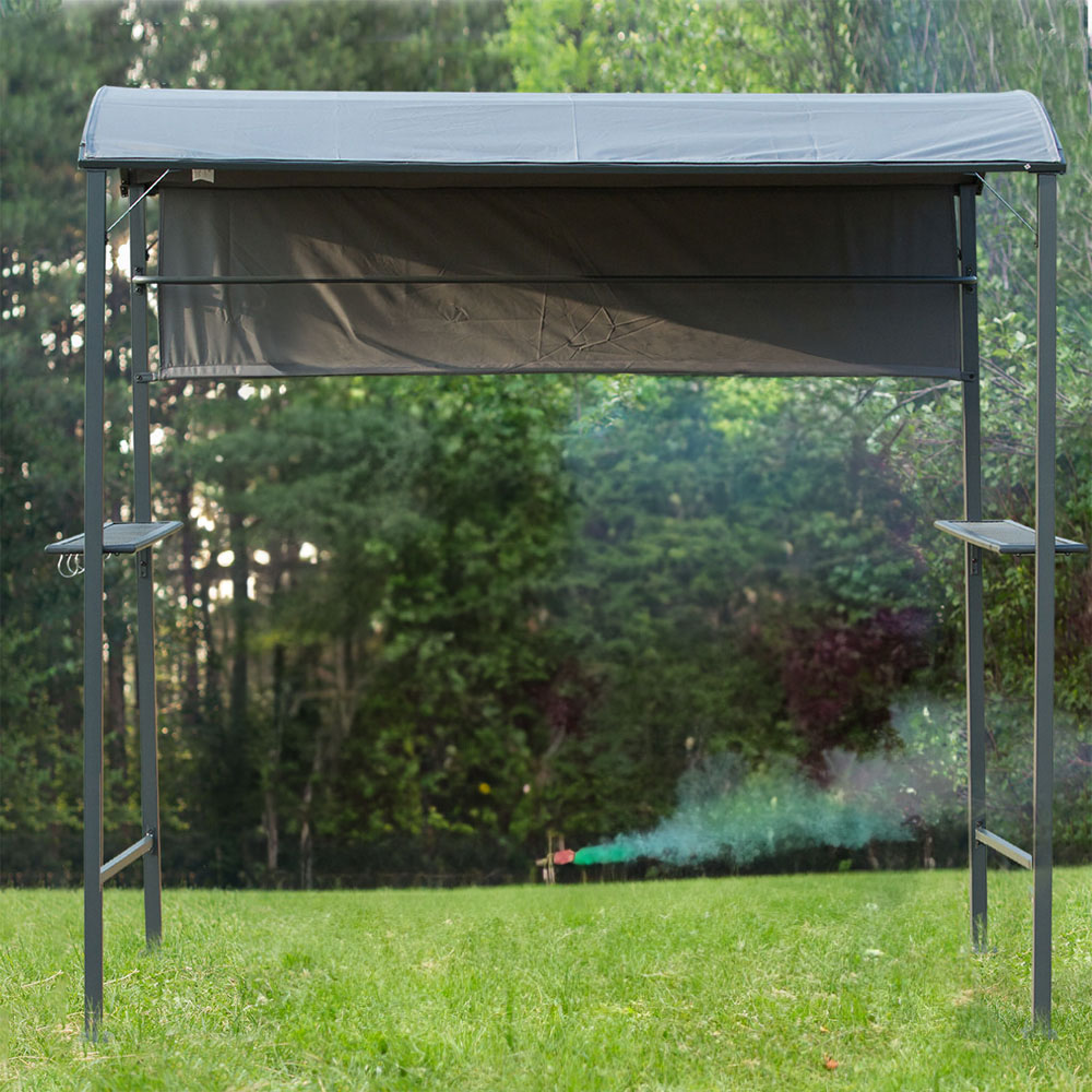 Outsunny Grey Metal Frame Outdoor BBQ Gazebo Canopy Image 1
