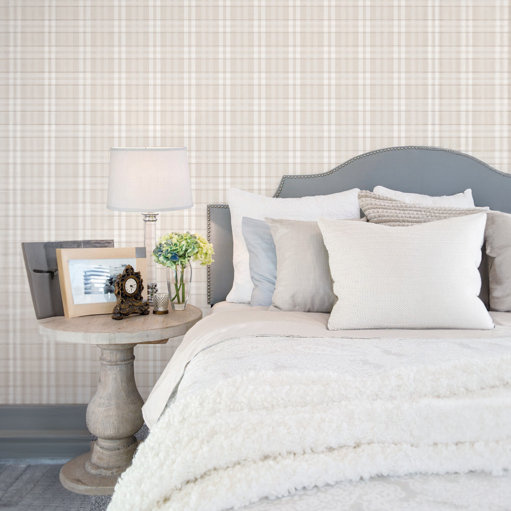 Galerie Vintage Roses Vintage Check Beige Wallpaper Image 2