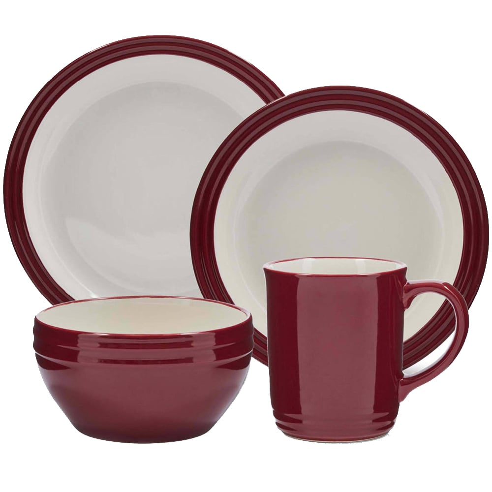 Barbary and Oak Bordeaux Red 16 Piece Dinnerware Image 1