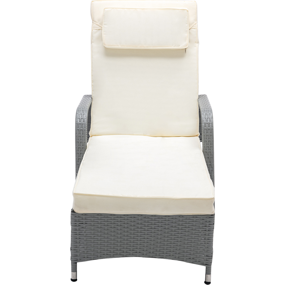 Grey Rattan Reclining Sun Lounger with Wheels Image 3