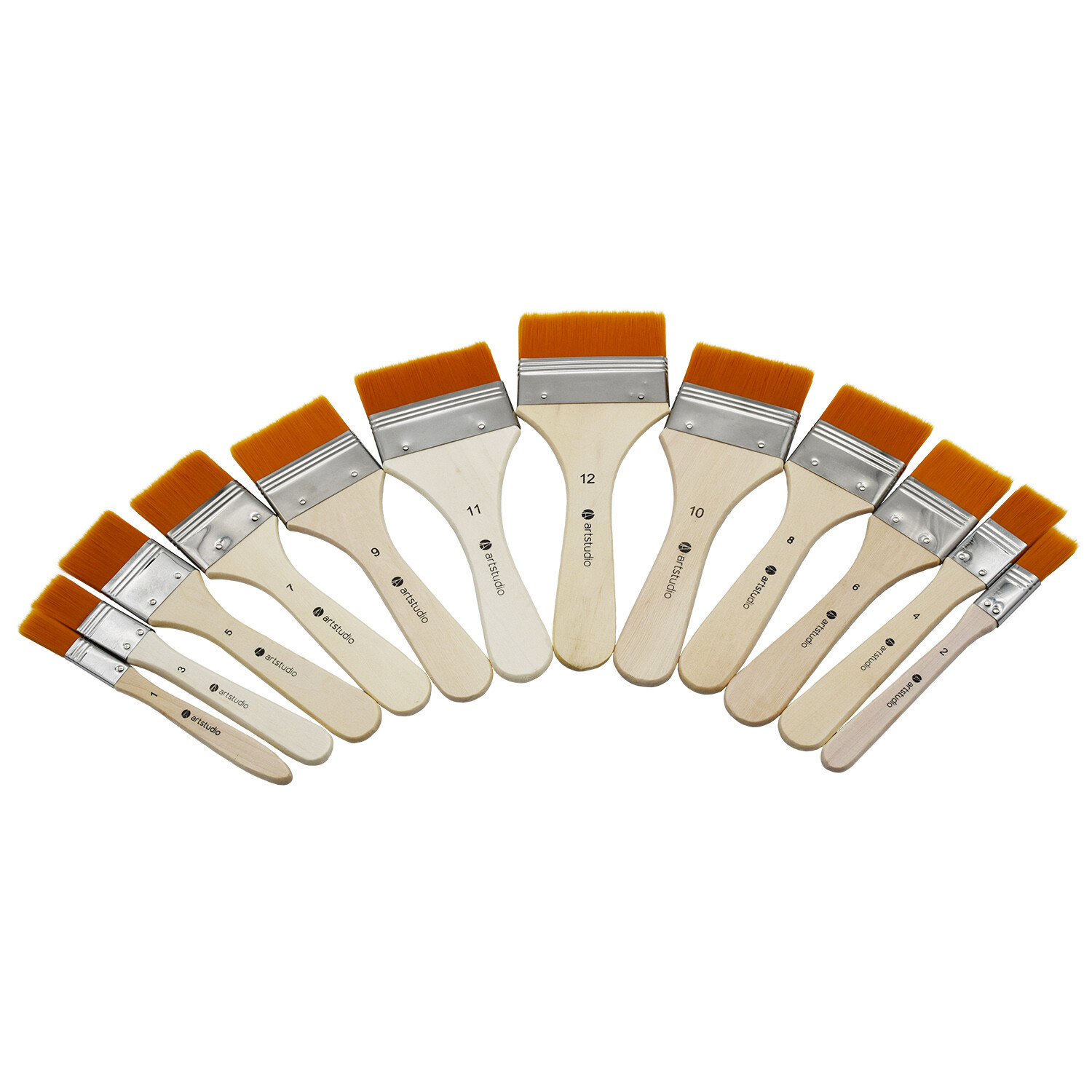 Set of 12 Jumbo Acrylic Flat Brushes - Natural and Brown Image 2