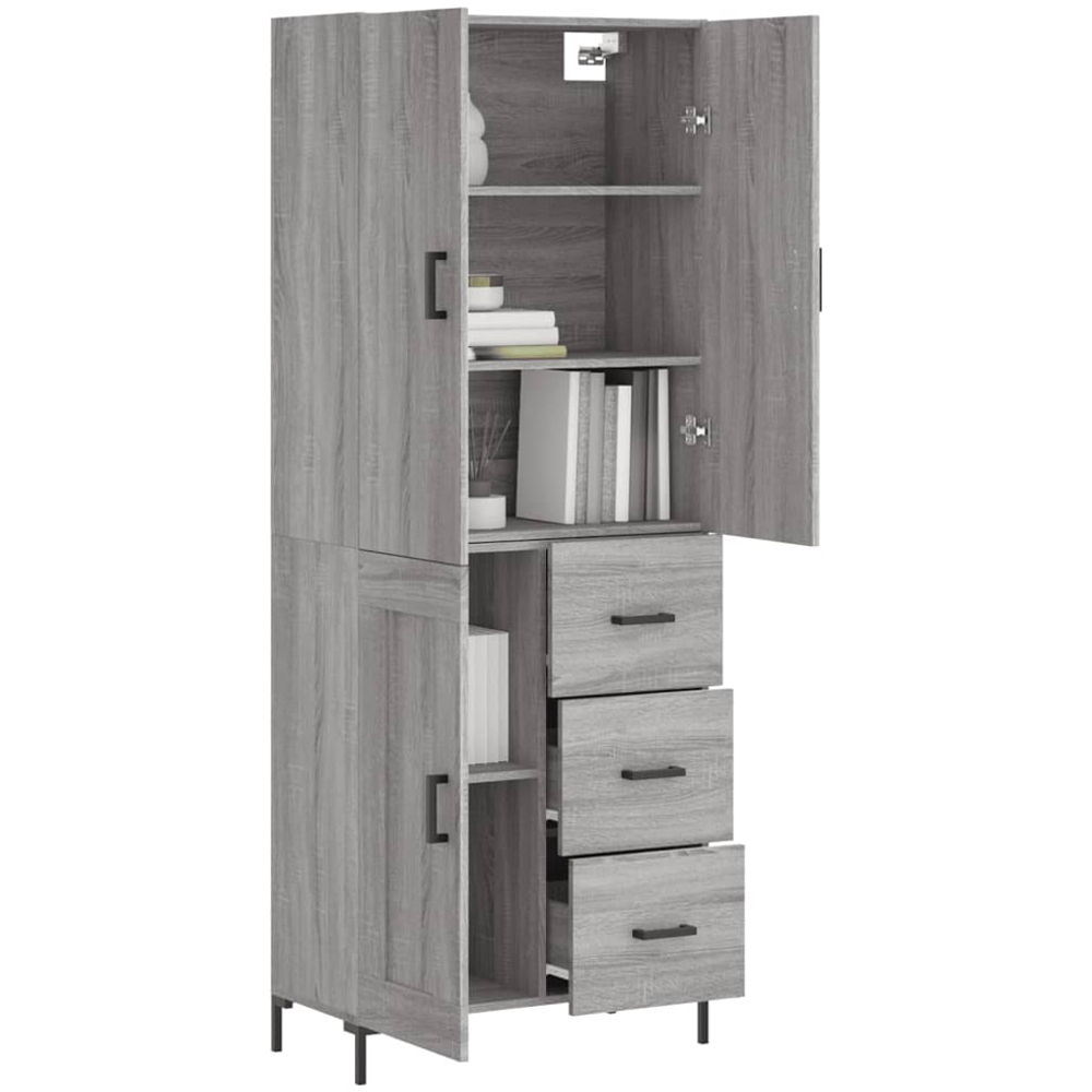 vidaXL 3 Door 3 Drawer Grey Sonoma Highboard Image 4